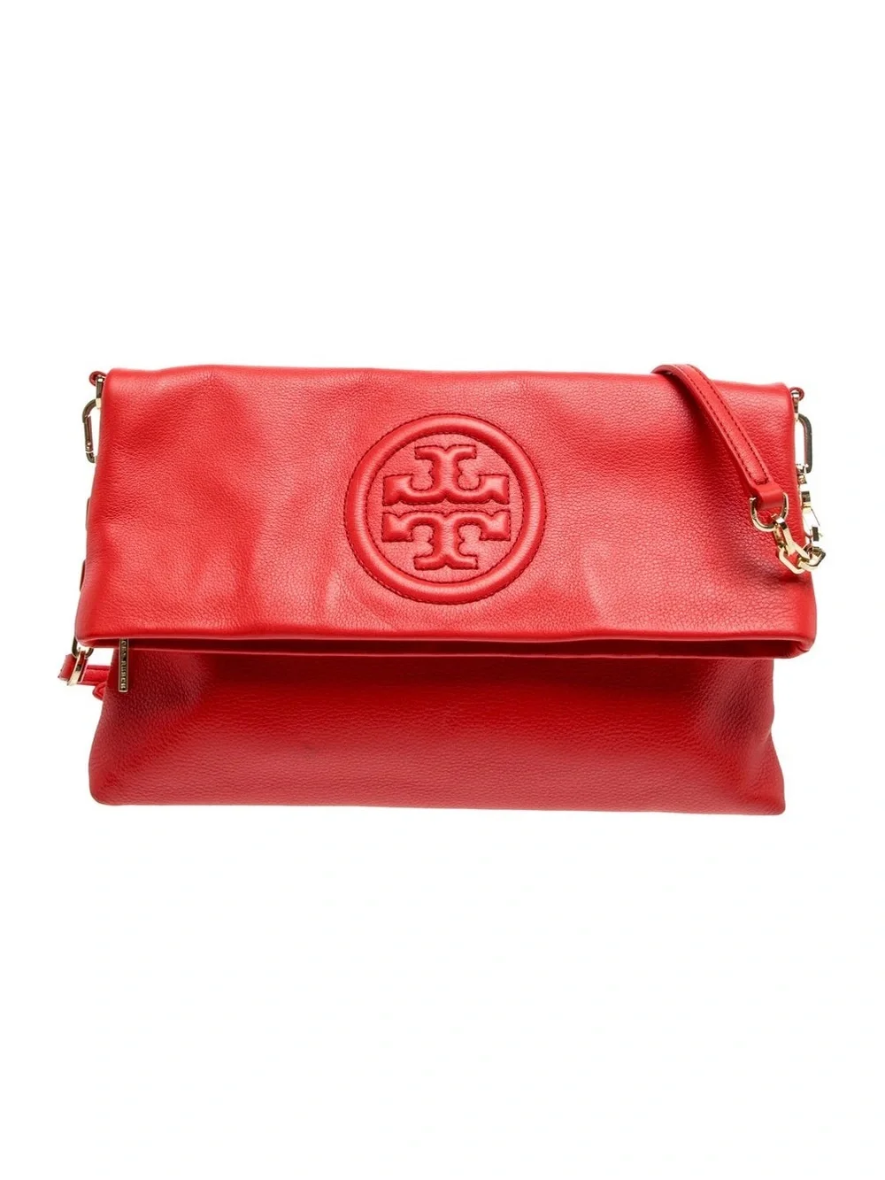 TORY BURCH Leather Embossing Logo Flap Chain Crossbody Bag Women Authentic NWT